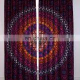 Indian Handmade Elephant Mandala Curtains Cotton Boho Drapes Violet Window Decor Decor Curtain thumbnail-1
