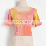 TWOTWINSTYLE Casual Patchwork Women Sweater O Neck Short Sleeve Tunic Short Hit Color thumbnail-1