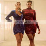 LAITE D2198 New Arrivals Autumn&winter Fashion Solid Color Velvet Casual Dresses Women Bodycon Sexy Dresses thumbnail-3