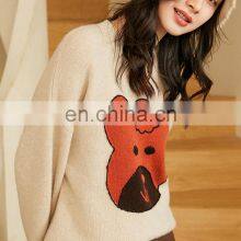 Женская кэшмеровая вязаная свободного кроя толстая свитерка с индивидуальным узором и джаккардовой вышивкой thumbnail-4