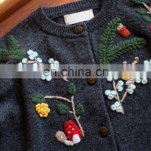 Kids Cashmere Cardigan Sweater With Three-dimensional Hand Embroidery thumbnail-4