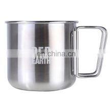 Best Sale Single Layer Portable 420ml Stainless Steel Coffee Mug With Foldable Handle thumbnail-1