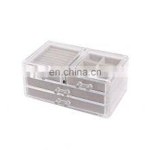 Best Selling 3-Tiers Acrylic Jewelry Box With Velvet Jewelry Organizer for Necklace Earrings Rings