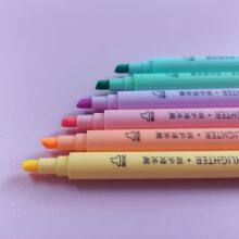 Good Quality Factory 6 Color Pastel Color Fluorescent Highlighter Double Tip Twin Marker Watercolor Pen for Children Student Art thumbnail-3