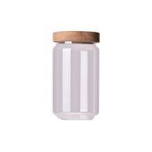 Wholesale Glass Jar for Dry Food Tea Canister Round Food Sealed Grain Storage Kitchen Storage Glass Jar With Wood Lid