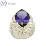 Luxury Silver Pigeon Egg Shaped Gemstone Ring Design Mens thumbnail-1
