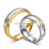 wholesale customized high end wedding band fashion stainless steel rings for men and women couple ring gold plated rings