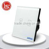 2016 Electrical Touch Switches EU Standard White Crystal Glass+LED 2Gang1Way Light Lamps Wall Switch Factory Direct thumbnail-1