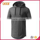 Mens Hip Hop Longline Pullover Short Sleeve Hoodie Shirt thumbnail-2