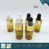 wholesale 3ml Amber small glass dropper bottle for essential oil