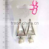Fancy Golden Triangle With Faux Pearls Drop Earring thumbnail-1