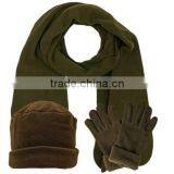 Brown 3 Piece Polar Fleece Hat Scarf & Glove Matching Set thumbnail-2