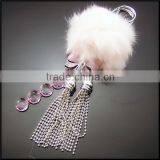 Factory Price Pretty Desing Bow Tie Shape Fluffy Ball Carabiner Keychain