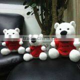 Customize 9 Inch Soft Stuffed Animal Plush Toy White Polar Bear With Red Cloths thumbnail-1