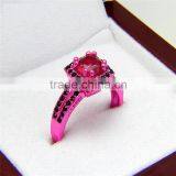 Good Quality Copper Ring Set Gun Black Red Zircon Diamond Finger Rings For Lovers thumbnail-3
