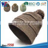 Custom Winter Mens Beanies Knitted Hat With Leather Patch Label thumbnail-5