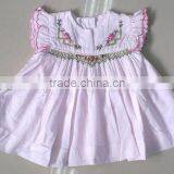 Pink Stripe Seersucker Smocked Children Clothing Wholesale thumbnail-5