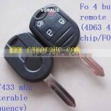 New Key Fo 4 Button Remote Key (4D63 40bit Chip/FO38R) 315/433 Mhz (alterable Frequency)