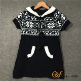 Long Section Sweater with Snowflake Jacquard for Girl