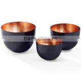 HOT SELLING COPPER BOWLS, TWO TONE BOWL, COPPER INSIDE AND BLACK OUTSIDE,HAMMERED FINISH, SERVING BOWL thumbnail-1