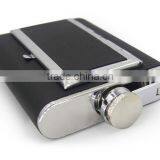 6 OZ Stainless Steel Wine Bottles Stick Black Twill Leather Cigarette Case thumbnail-5