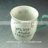 Ceramic Enamel Mug /coffee Mug Shapes 350 ml / 12 Oz Stoneware Print Mugs With Glazed Handle thumbnail-3