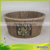 French Style Decorative Big Elegant Delicate Round Rustic Wood Flower Pot thumbnail-5