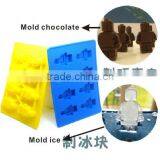 FDA 8 Cavities Silicone Robot Ice Tray Blue and Yellow Ice Cube Tray