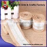 Natural Jute Hessian Burlap Ribbon With Lace Trims Tape Belting Strap Crafts thumbnail-3