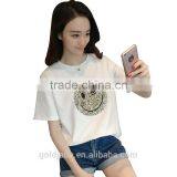 White Woman Fashion Design Custom Printing 100% Cotton Soft Loose Women's t Shirts Cotton thumbnail-5