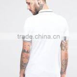 Custom Fashion Split Sides Short Sleeve Contrast Tip Collar And Cuff White Men's 100% Polyester Pique Casual Polo Collar Shirt thumbnail-2