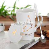 2017 Hot Sell 420 ML Ceramic Tea Cup Coffee Cup Mug Cup With Lid And Spoon thumbnail-3