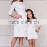 Highe Quality Mother Daughter Matching Dress White Occasion Dresses For Mommy And Me thumbnail-1