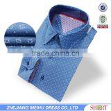 Latest Cut Away Collar Contrast Color Dark Blue Dobby Long Sleeve Shirt thumbnail-1