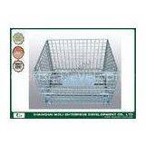 Industrial Collapsible Metal Storage Bins on Wheels Wire Cage Silver or Blue Color thumbnail-1