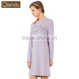 Super Grade Qianxiu Autumn Character Print Long Sleeved Sweet Elegant Girl Lady Sexy Nightgown thumbnail-2