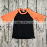 SUE LUCKY new style orang with black raglan T-shirts wholesale boutique t-shirt for baby