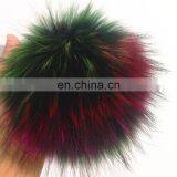 Colorful raccoon fur pom pom multicolor fur pom pom accessory