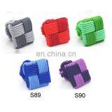China Supplier Knitting Fabric Cufflinks Square Silk Knot Cuff Link Elastic Rope Cuff thumbnail-3