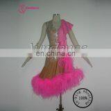 L-11115 Lady's Ostrich Feather Latin Salsa Dance Dress thumbnail-1