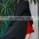Spring and Autumn Fashion Back Slit Design Black Ladies Long Coat thumbnail-3
