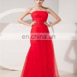 Red Evening Gowns Tulle Strapless Floor Length Lace-up Mother Of The Bride Dress With Jacket thumbnail-2