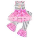 Fashion Girls Embroidery Stripe Clothing Sets Easter Boutique Outfits Baby Clothes Set thumbnail-3