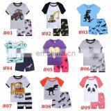 Baby Boys and Girls Dinosaur Print Outfits Children Stripe Top+shorts 2pcs Summer Body Suit Kids Clothing Sets thumbnail-2