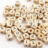 DIY Necklace Bracelet Material A-Z Letter Natural Wooden Block Beads thumbnail-4