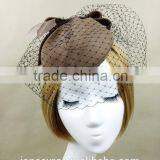 Custom Design Felt Fascinator Hat With Veil Wool Hat For Women thumbnail-1