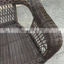 Hot Sale Outdoor Rattan Wicker Steel Arm Chair Dining Chair With Cushion, Brown thumbnail-5