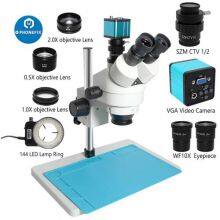 Industry 3.5X-90X Simul-Focal Trinocular Stereo Microscope for PCB Repair thumbnail-3