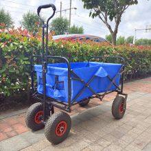Collapsible Utility Beach Cart 3.00-4 Wheels Tools Trolley Eco-Friendly Folding Wagon Hand Cart thumbnail-2