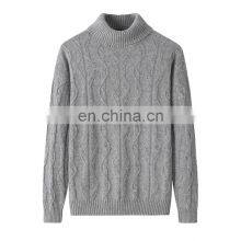 Custom Fashionable Turtleneck Cashmere Pullover 100% Computer Knitted Solid Casual Style Winter Sweater With Front Logo thumbnail-1